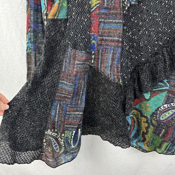 Adore Artsy Mixed Media Patchwork Textured Long Sleeve Tunic Top Womens Size M - Picture 8 of 13